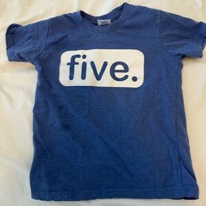 Blue Kids T-Shirt with 'five.' Print